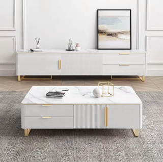 Luxor Rectangular Stone Top Coffee Table with Storage